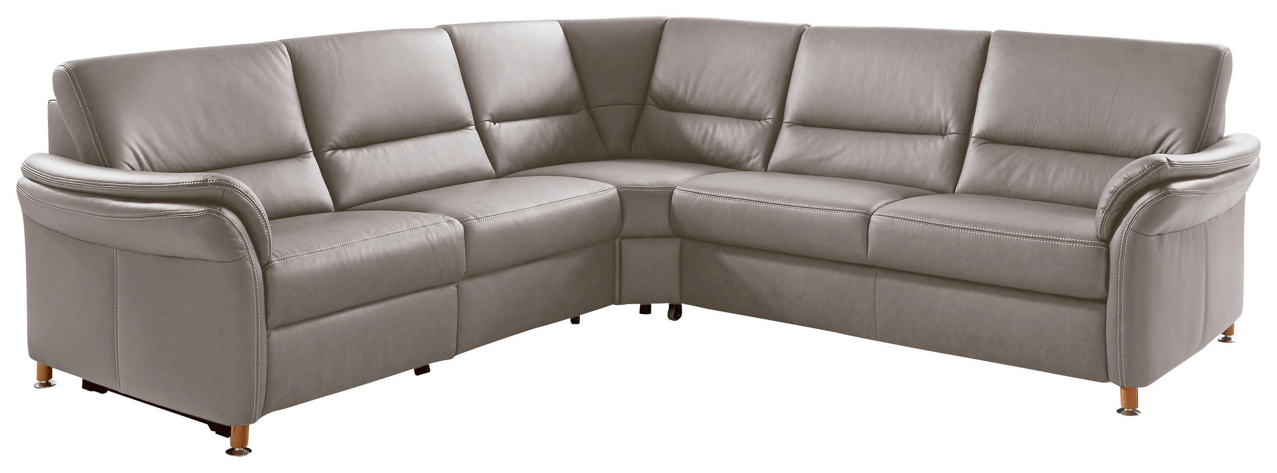 ECKSOFA Hellgrau Echtleder  - Beige/Hellgrau, Design, Leder/Metall (262/262cm) - Beldomo Premium