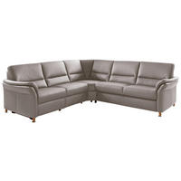 ECKSOFA Hellgrau Echtleder  - Beige/Hellgrau, Design, Leder/Metall (262/262cm) - Beldomo Premium