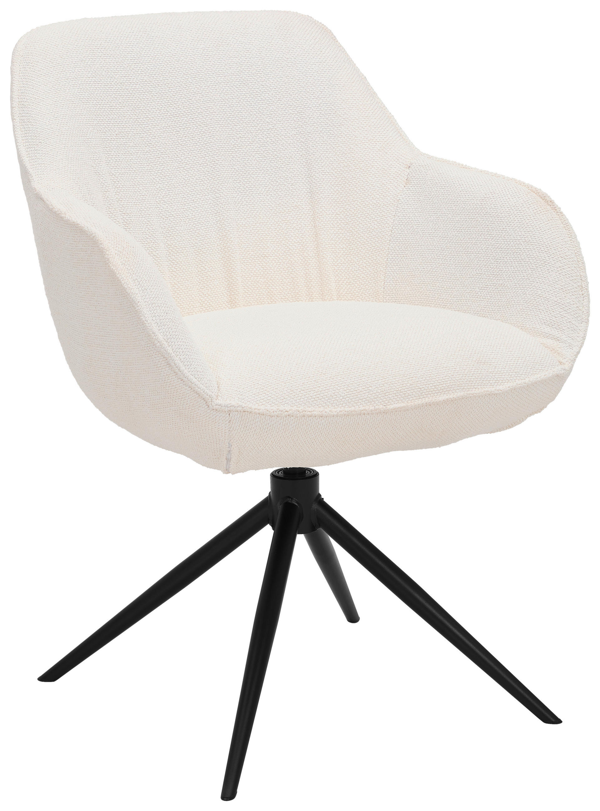 ARMLEHNSTUHL  automatische Rückholfunktion, Sitzfläche 360° drehbar Leinenoptik  Creme  - Creme/Schwarz, Design, Textil/Metall (64/84/61cm) - Novel