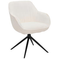 ARMLEHNSTUHL  Sitzfläche 360° drehbar, automatische Rückholfunktion Leinenoptik  Creme  - Creme/Schwarz, Design, Textil/Metall (64/84/61cm) - Novel