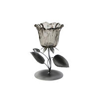 STOJAN NA SVIEČKU  kov, plast, sklo - čierna/strieborná, Basics, kov/plast (12/18/10cm) - Ambia Home