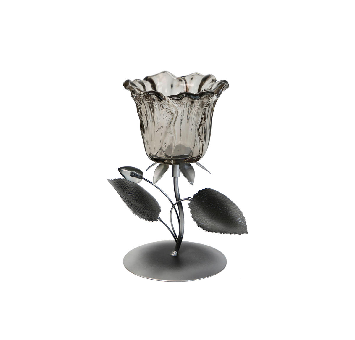 STOJAN NA SVIEČKU  kov, plast, sklo - čierna/strieborná, Basics, kov/plast (12/18/10cm) - Ambia Home