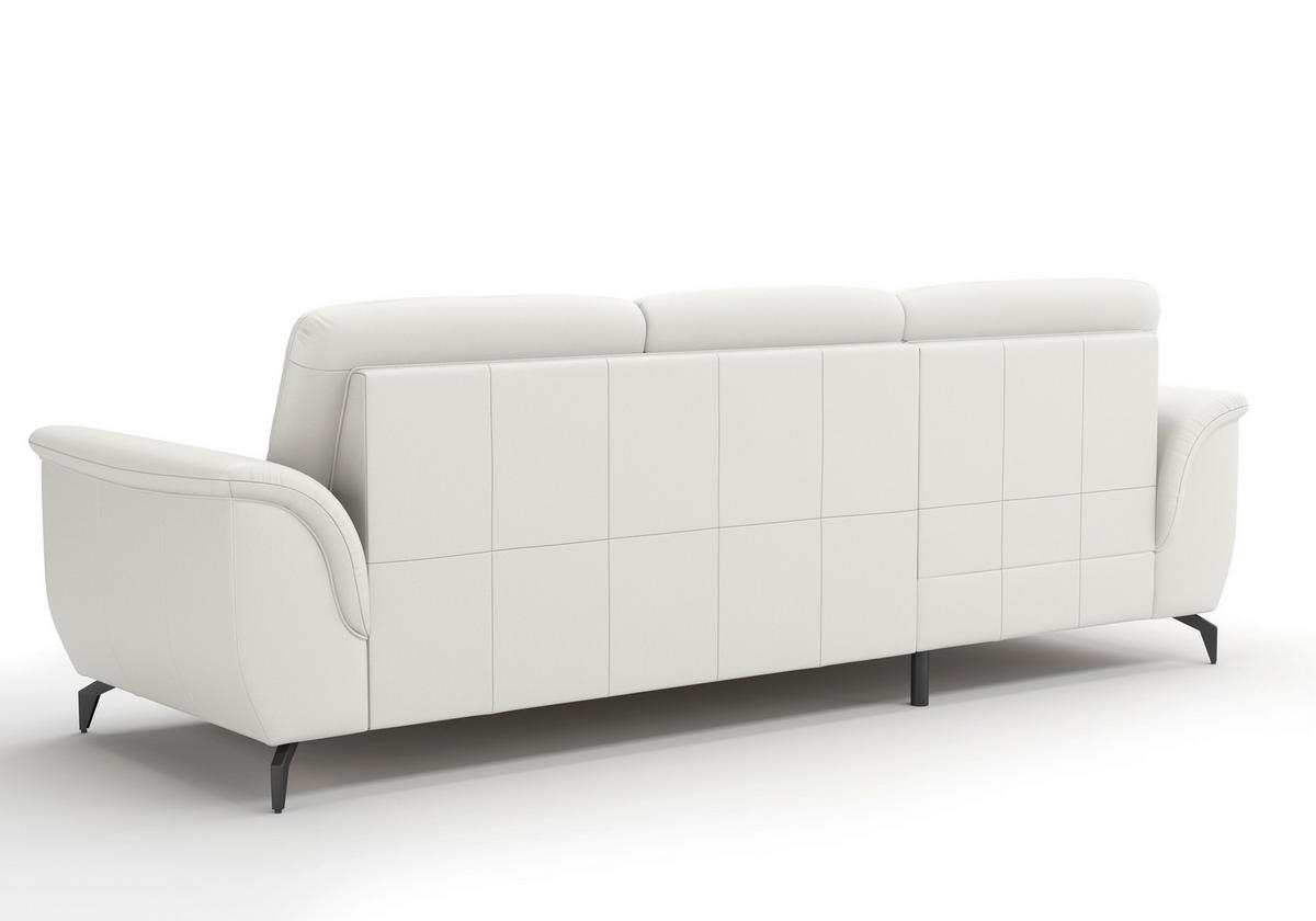 ECKSOFA in Echtleder Weiß  164/262 cm  - Schwarz/Weiß, MODERN, Leder/Metall (164/262cm) - Sit & More