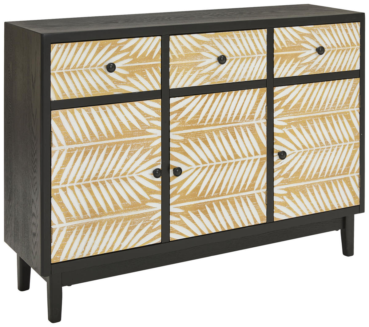 SIDEBOARD  in 120/85/35 cm  - Schwarz/Naturfarben, KONVENTIONELL, Holz/Holzwerkstoff (120/85/35cm) - Livetastic