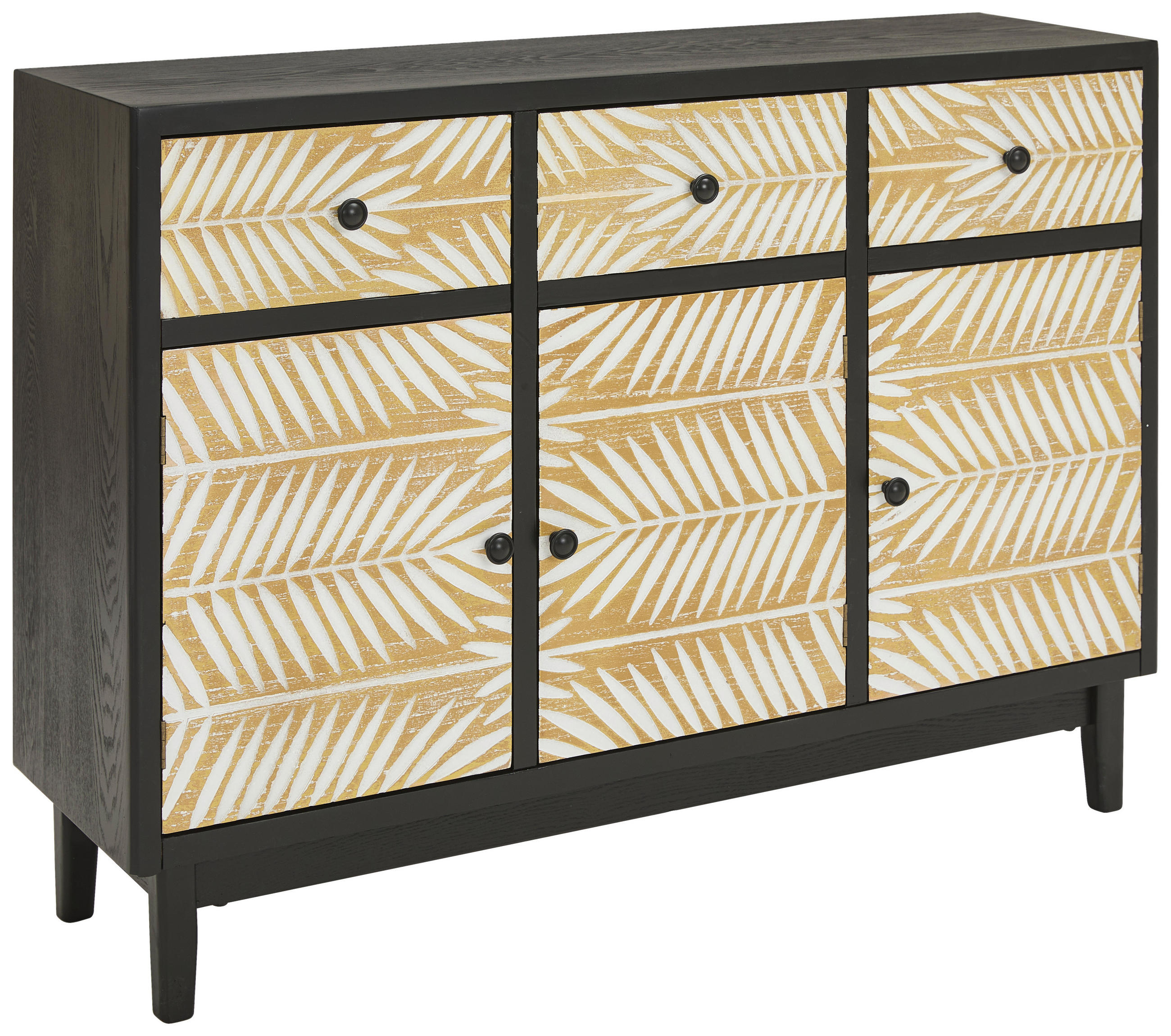 Livetastic Sideboard Natur, Schwarz 120x85x35 cm