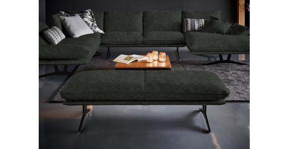 WOHNLANDSCHAFT in Echtleder Dunkelgrün - Dunkelgrün/Schwarz, Natur, Leder/Metall (217/359/155cm) - Dieter Knoll