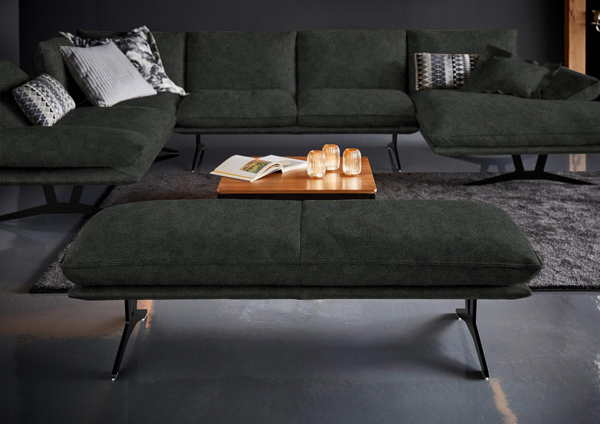 WOHNLANDSCHAFT  in Echtleder Dunkelgrün  - Dunkelgrün/Schwarz, Natur, Leder/Metall (217/359/155cm) - Dieter Knoll