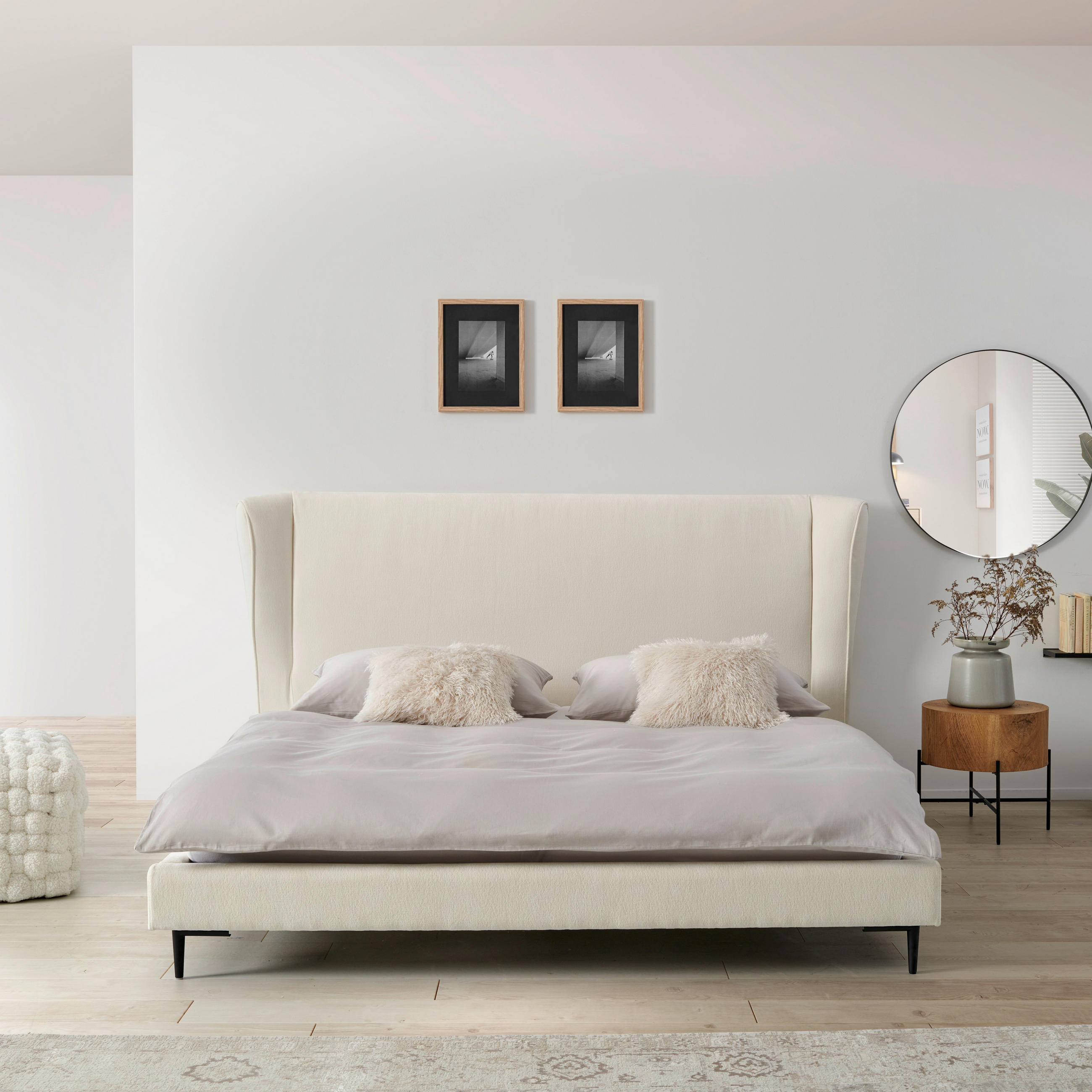 TAPECIRANI KREVET   180/200 cm   bijela  - bijela/crna, Moderno, drvo/metal (180/200cm) - Livetastic