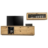 WOHNWAND  in Graphitfarben, Eichefarben  303/150/49 cm  - Eichefarben/Schwarz, Design, Glas/Holzwerkstoff (303/150/49cm) - Cantus