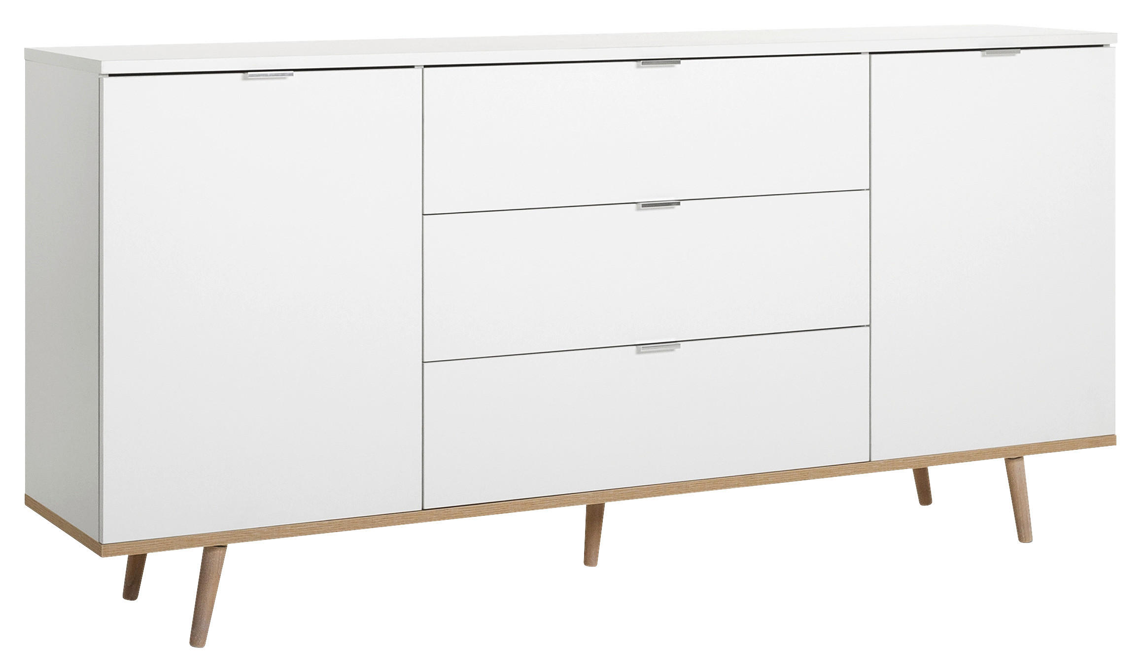 SIDEBOARD 180/87/40 cm in Weiß, Sonoma Eiche - Alufarben/Weiß, KONVENTIONELL, Holz/Holzwerkstoff (180/87/40cm) - MID.YOU