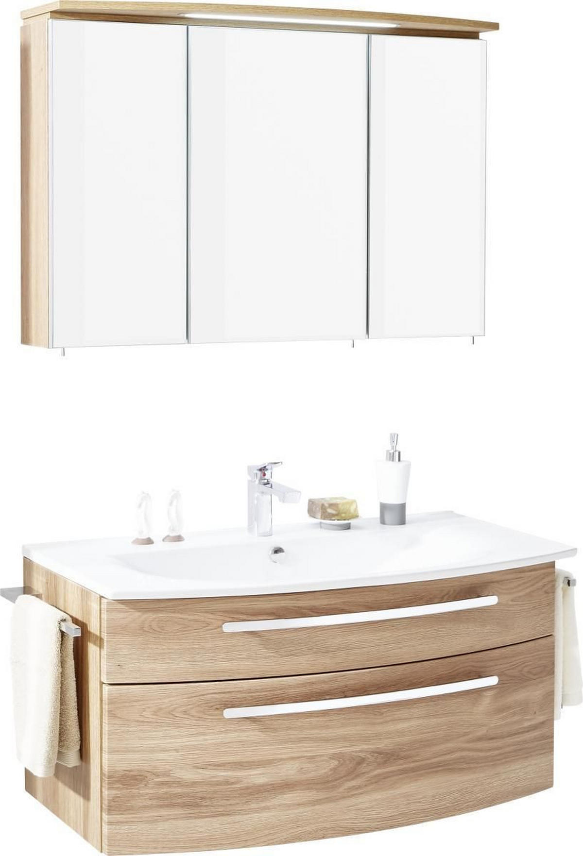 BADEZIMMER  in 100 cm  - Eichefarben/Weiß, KONVENTIONELL, Glas/Keramik (100cm) - Novel