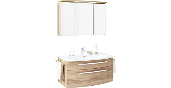 BADEZIMMER in 100 cm - Eichefarben/Weiß, KONVENTIONELL, Glas/Keramik (100cm) - Novel