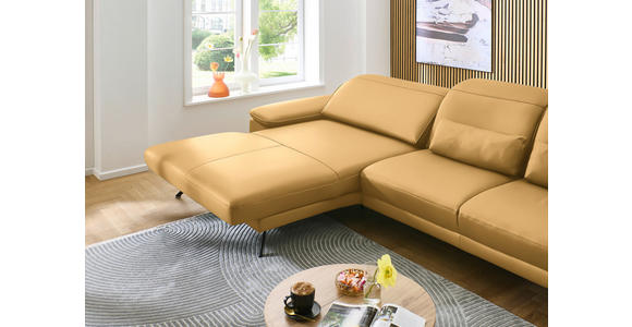 ECKSOFA in Echtleder Gelb 193/332 cm - Gelb/Schwarz, Design, Leder/Metall (193/332cm) - Dieter Knoll