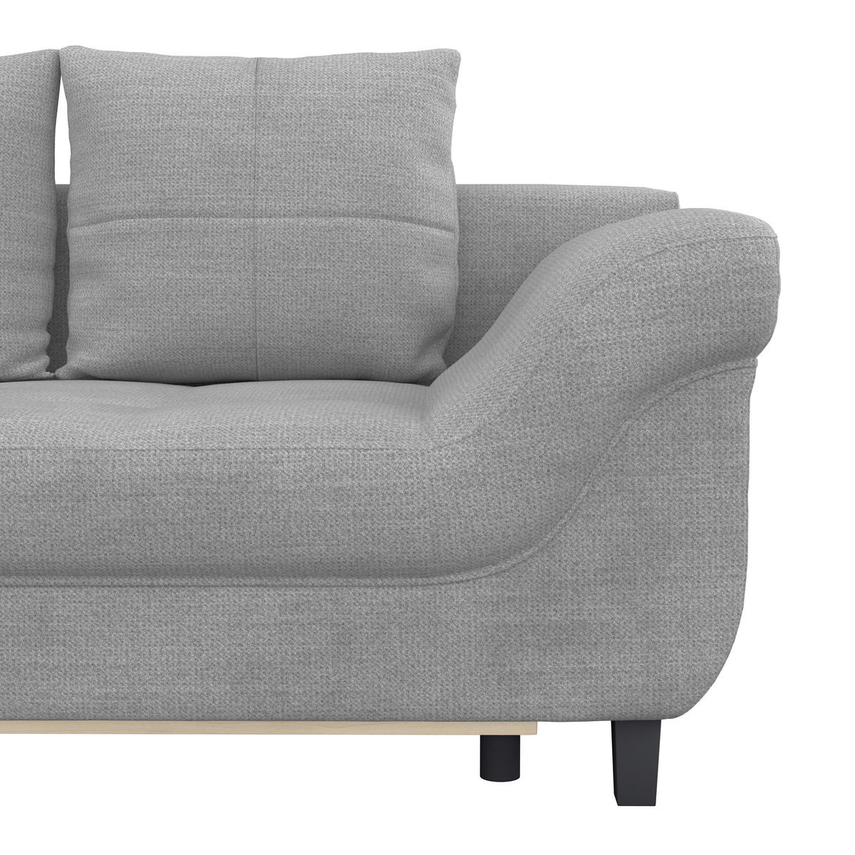 ECKSOFA MENDOZA NEW Blaugrau Chenille, Struktur Zierkissen, Rückenkissen, Bettkasten  - Blaugrau/Schwarz, KONVENTIONELL, Textil (197/309cm) - MID.YOU