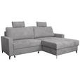 ECKSOFA Hellgrau Struktur  - Hellgrau/Schwarz, KONVENTIONELL, Textil/Metall (230/164cm) - Carryhome