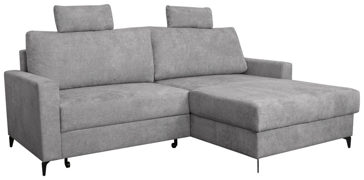 ECKSOFA Hellgrau Struktur  - Hellgrau/Schwarz, KONVENTIONELL, Textil/Metall (230/164cm) - Carryhome