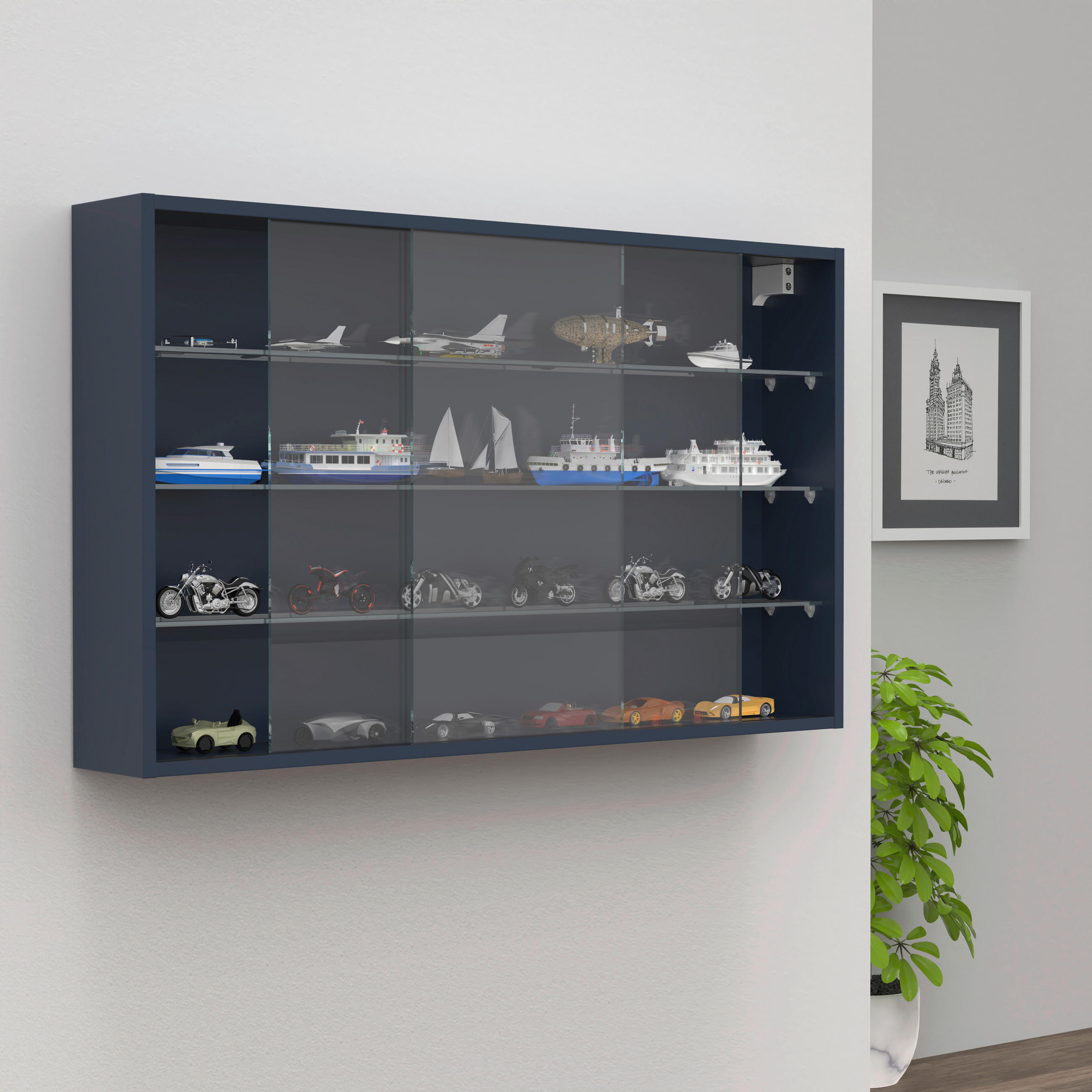 HÄNGEVITRINE in Anthrazit  - Anthrazit, Design, Glas/Holzwerkstoff (100/60/15cm) - MID.YOU