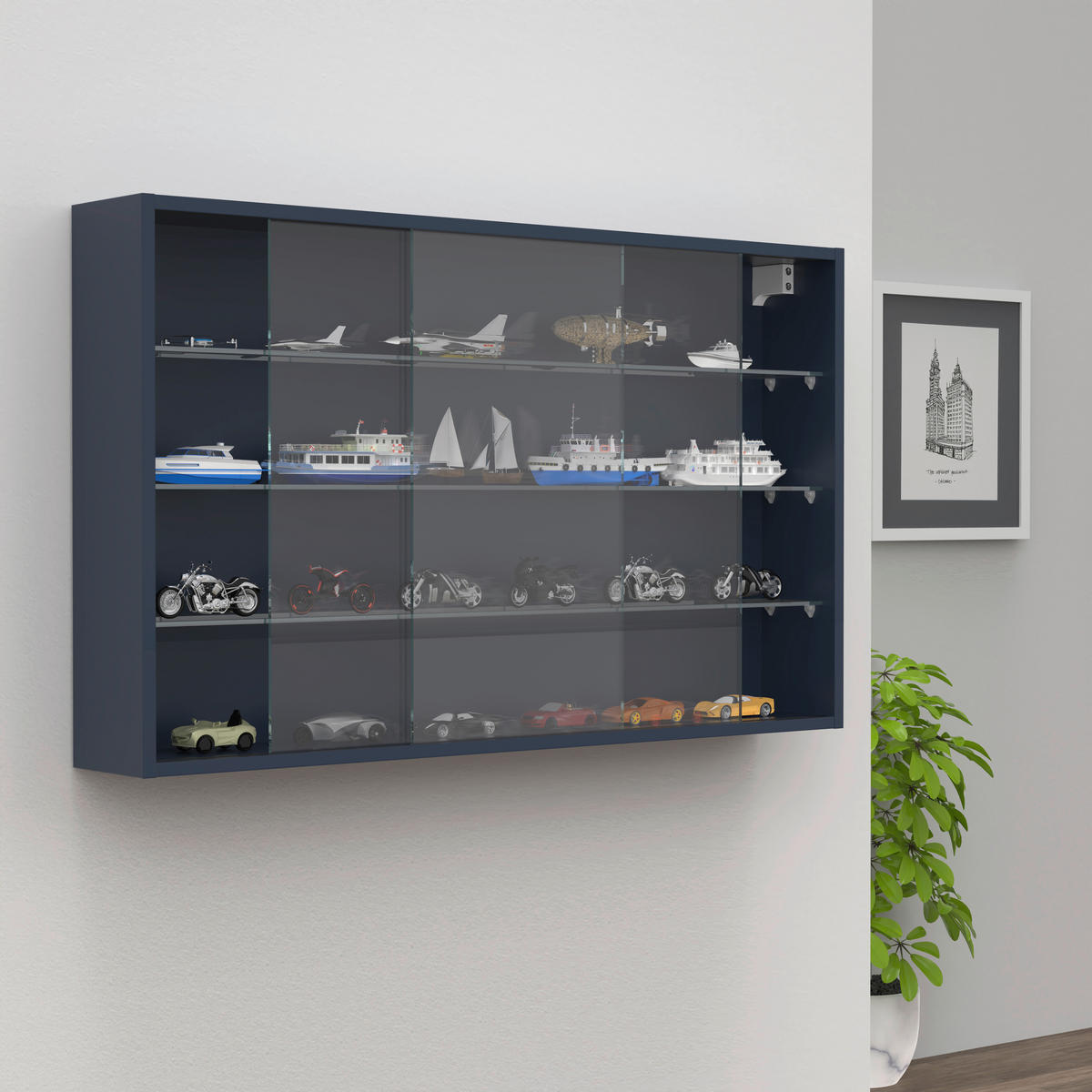 HÄNGEVITRINE in Anthrazit   - Anthrazit, Design, Glas/Holzwerkstoff (100/60/15cm) - MID.YOU