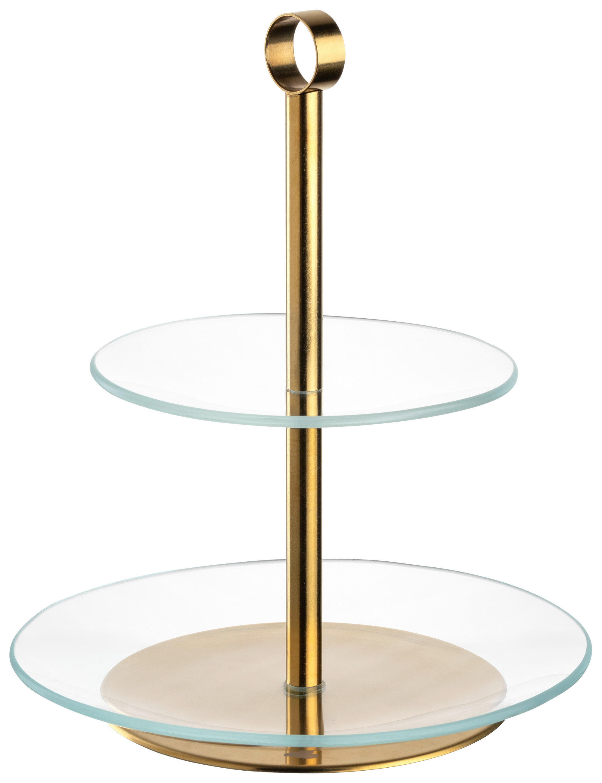 ETAGERE 2-stöckig - Transparent/Goldfarben, Basics, Glas/Metall (20.8/26/20.8cm) - Leonardo