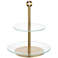 ETAGERE 2-stöckig - Transparent/Goldfarben, Basics, Glas/Metall (20.8/26/20.8cm) - Leonardo