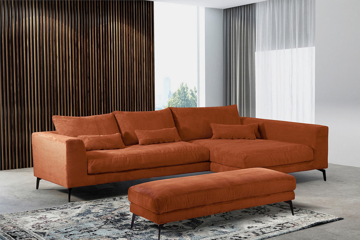 HOCKER in Textil Kupferfarben  - Schwarz/Kupferfarben, Design, Textil/Metall (163/46/62cm) - Livetastic