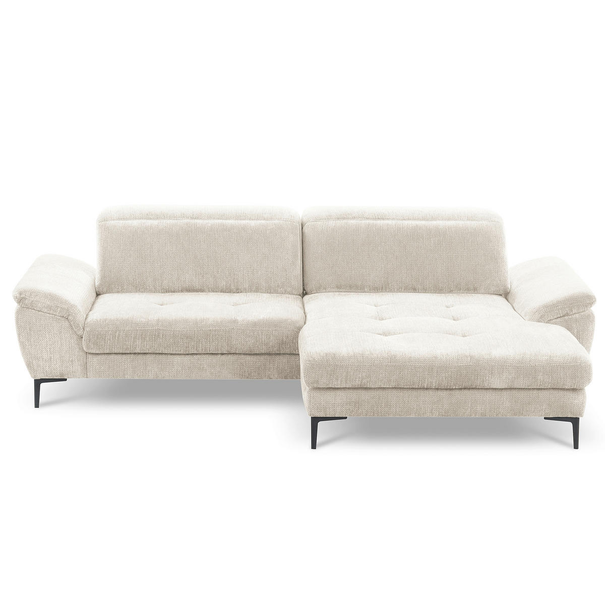 ECKSOFA   - Weiss/Schwarz, Design, Textil/Metall (268/195cm) - Livetastic