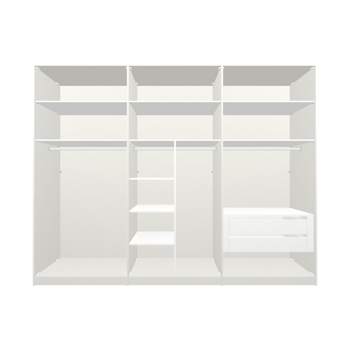 DREHTÜRENSCHRANK  in Weiß  - Chromfarben/Weiß, Design, Glas/Holzwerkstoff (303/236/59cm) - Boxxx