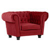 CHESTERFIELD-SESSEL Flachgewebe Rot    - Dunkelbraun/Rot, LIFESTYLE, Holz/Textil (130/79/93cm)