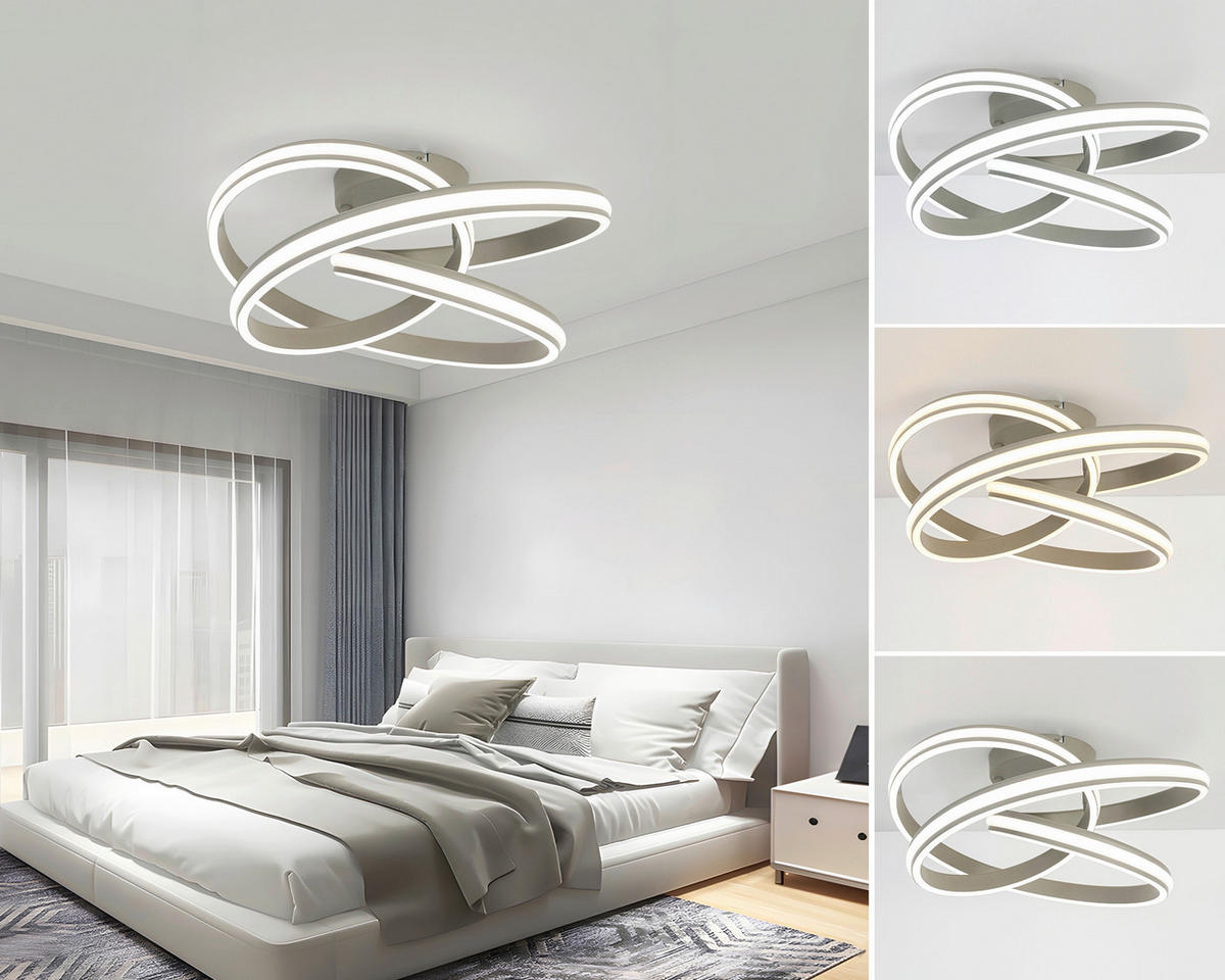 STROPNÍ SVÍTIDLO, 48/52/23 cm - bílá/pískové barvy, Trend, kov/plast (48/52/23cm) - Novel