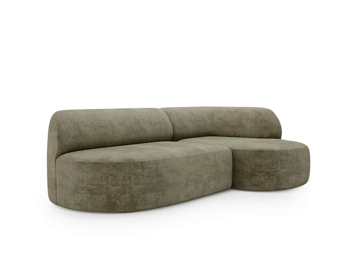 ECKSOFA Chenille Grün  - Schwarz/Grün, Design, Kunststoff/Textil (218/156cm) - Livetastic