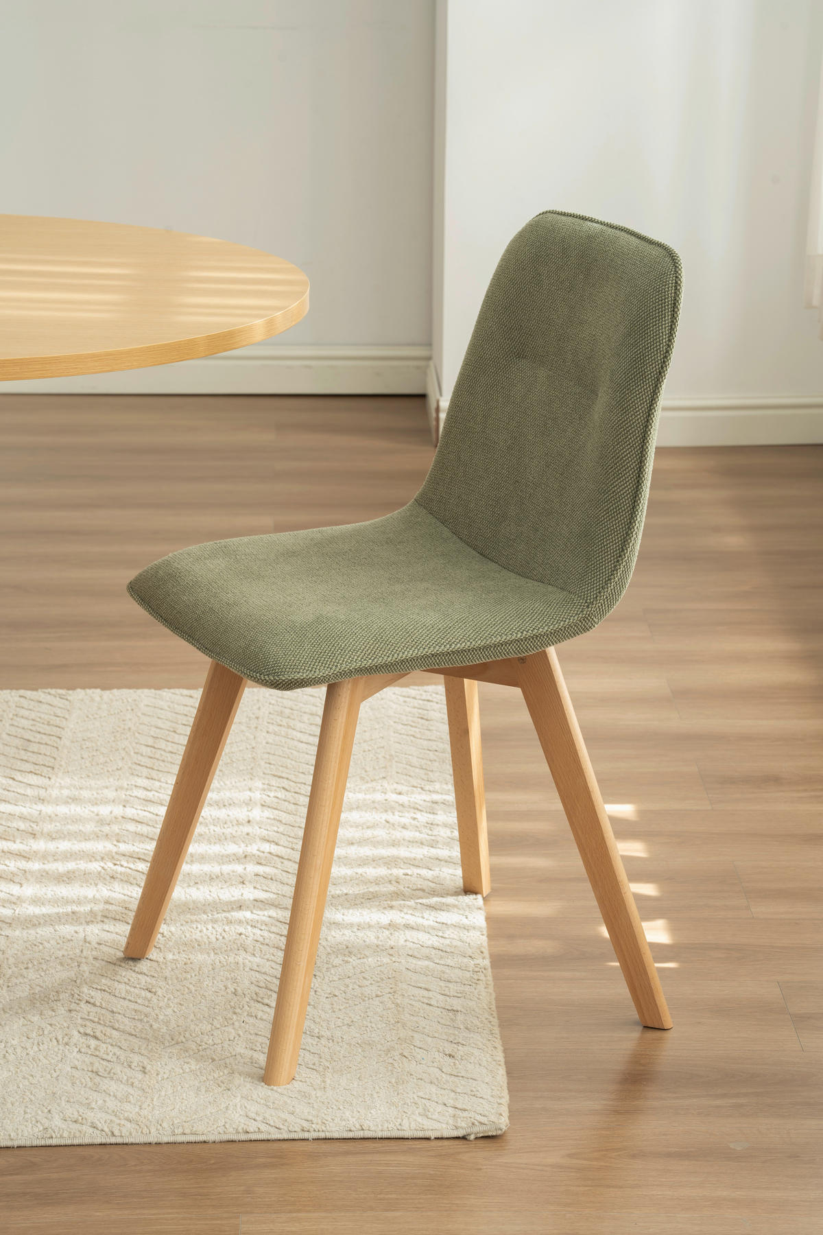 STUHL   Leinenoptik  Grün, Buchefarben  - Buchefarben/Grün, Modern, Holz/Textil (45/88/54cm) - Stylife
