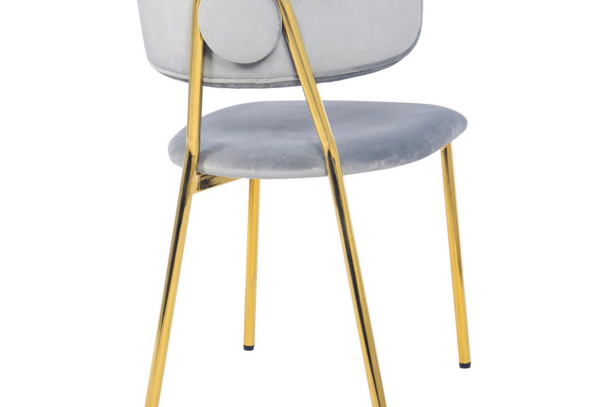 STUHL-SET 2 Stück  in Samt Textil  - Goldfarben/Grau, MODERN, Textil/Metall (47/80/51cm) - Kayoom