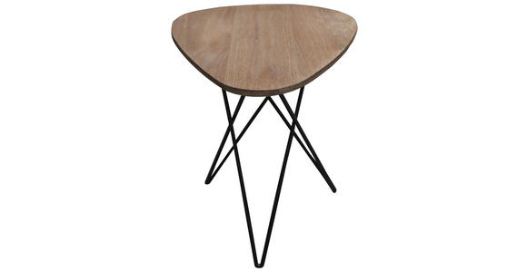 BEISTELLTISCHSET Mindiholz massiv Schwarz, Teakfarben  - Schwarz/Teakfarben, LIFESTYLE, Holz/Metall (40-50/45-55/36-45cm) - Landscape