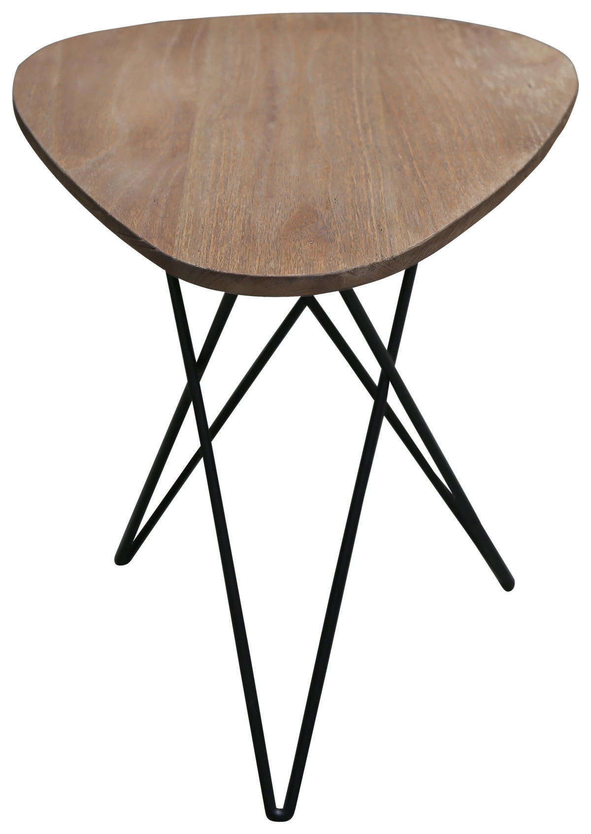 BEISTELLTISCHSET Mindiholz massiv Schwarz, Teakfarben  - Schwarz/Teakfarben, LIFESTYLE, Holz/Metall (40-50/45-55/36-45cm) - Landscape