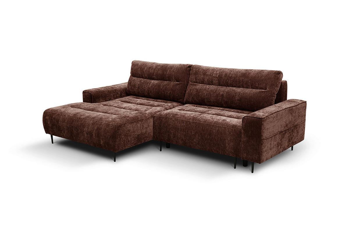 ECKSOFA PABLO Kupferfarben Struktur Rückenkissen, Bettkasten  - Schwarz/Kupferfarben, Design, Holz/Textil (160/260cm) - MID.YOU