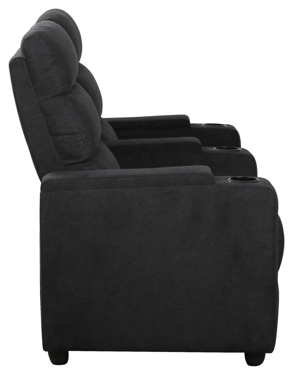HEIMKINO-SOFA Mikrofaser Anthrazit  - Anthrazit/Schwarz, KONVENTIONELL, Kunststoff/Textil (164/107/90cm) - MID.YOU