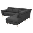 ECKSOFA in Echtleder Anthrazit  - Anthrazit/Alufarben, Design, Leder/Metall (271/242cm) - Cantus