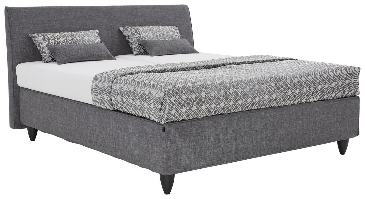 BOXSPRINGBETT 180/200 cm  in Grau, Dunkelgrau  - Dunkelgrau/Schwarz, Design, Holzwerkstoff/Kunststoff (180/200cm) - RUF Betten