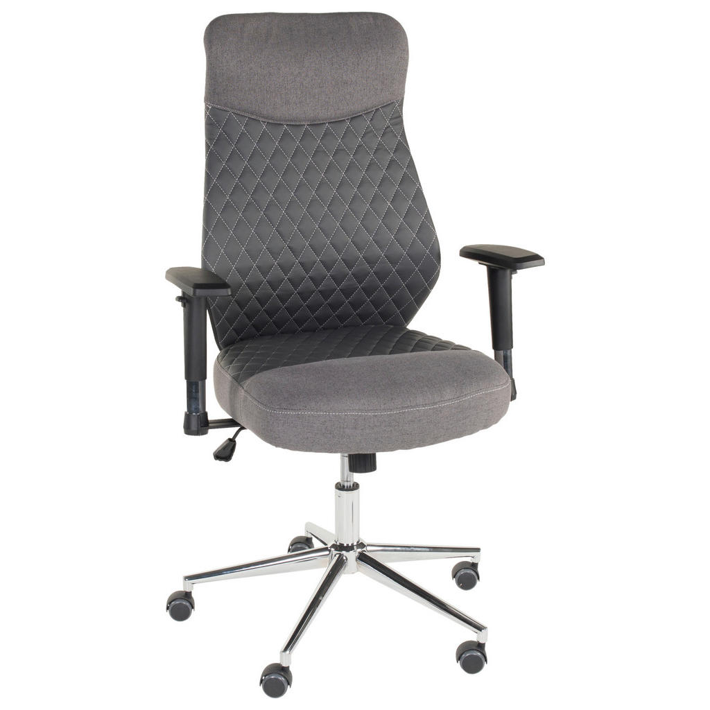 Thumbnail - Boxxx Drehstuhl, Anthrazit, Dunkelgrau, Metall, Textil, Raute, Drehkreuz, 68x112-120x68 cm, Wippmechanik mit Härtegradei...