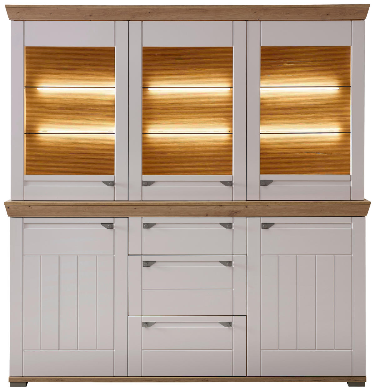 BUFFET 200/208/47 cm  in Kaschmir, Eiche Artisan  - Kaschmir/Eiche Artisan, ROMANTIK / LANDHAUS, Glas/Holzwerkstoff (200/208/47cm) - Landscape