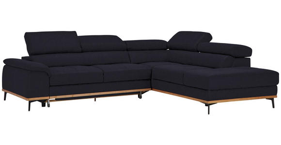 ECKSOFA in Webstoff Schwarz  - Schwarz, Natur, Holz/Textil (282/226cm) - Novel