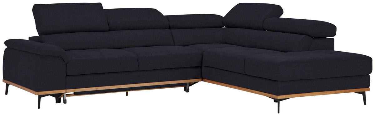 ECKSOFA in Webstoff Schwarz  - Schwarz, Natur, Holz/Textil (282/226cm) - Novel