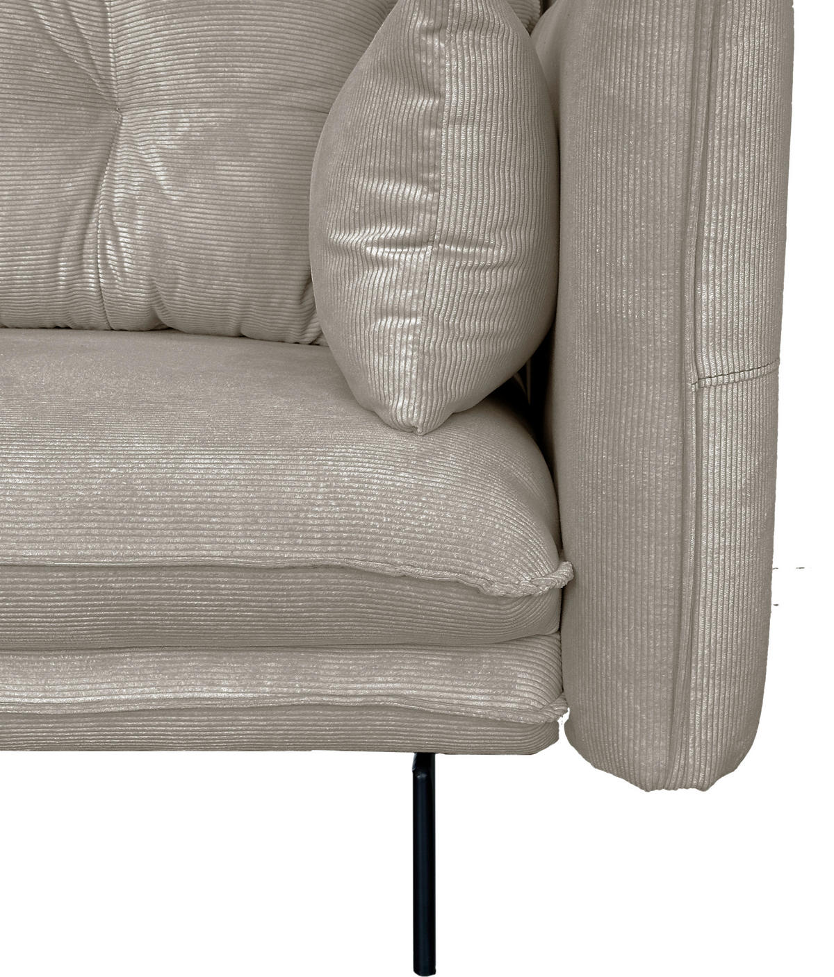 2-SITZER-SOFA in Cord Grau  - Schwarz/Grau, Design, Kunststoff/Textil (262/91/115cm) - MID.YOU
