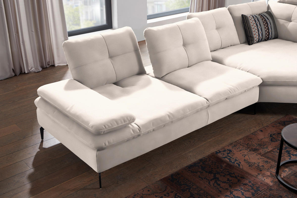 CANAPÉ D'ANGLE in tissage à plat crème  - noir/crème, Design, textile/métal (344/157cm) - Chilliano
