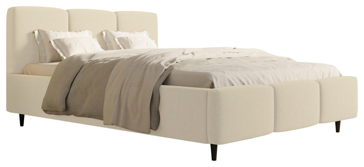 POLSTERBETT Lattenrost, Bettkasten 200/200 cm  in Creme  - Creme/Schwarz, Design, Holz/Textil (200/200cm) - Boxxx