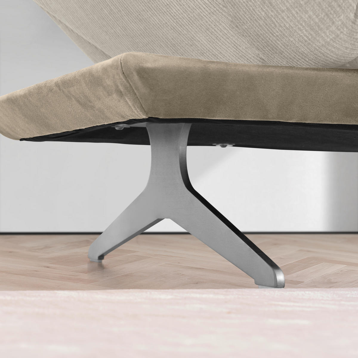 ECKSOFA in Flachgewebe Greige, Graubraun  - Edelstahlfarben/Greige, Design, Textil/Metall (277/209cm) - Koinor