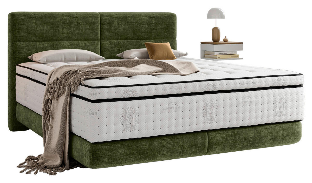 BOXSPRINGBETT 180/200 cm  in Olivgrün  - Schwarz/Olivgrün, Konventionell, Holz/Textil (180/200cm) - Esposa