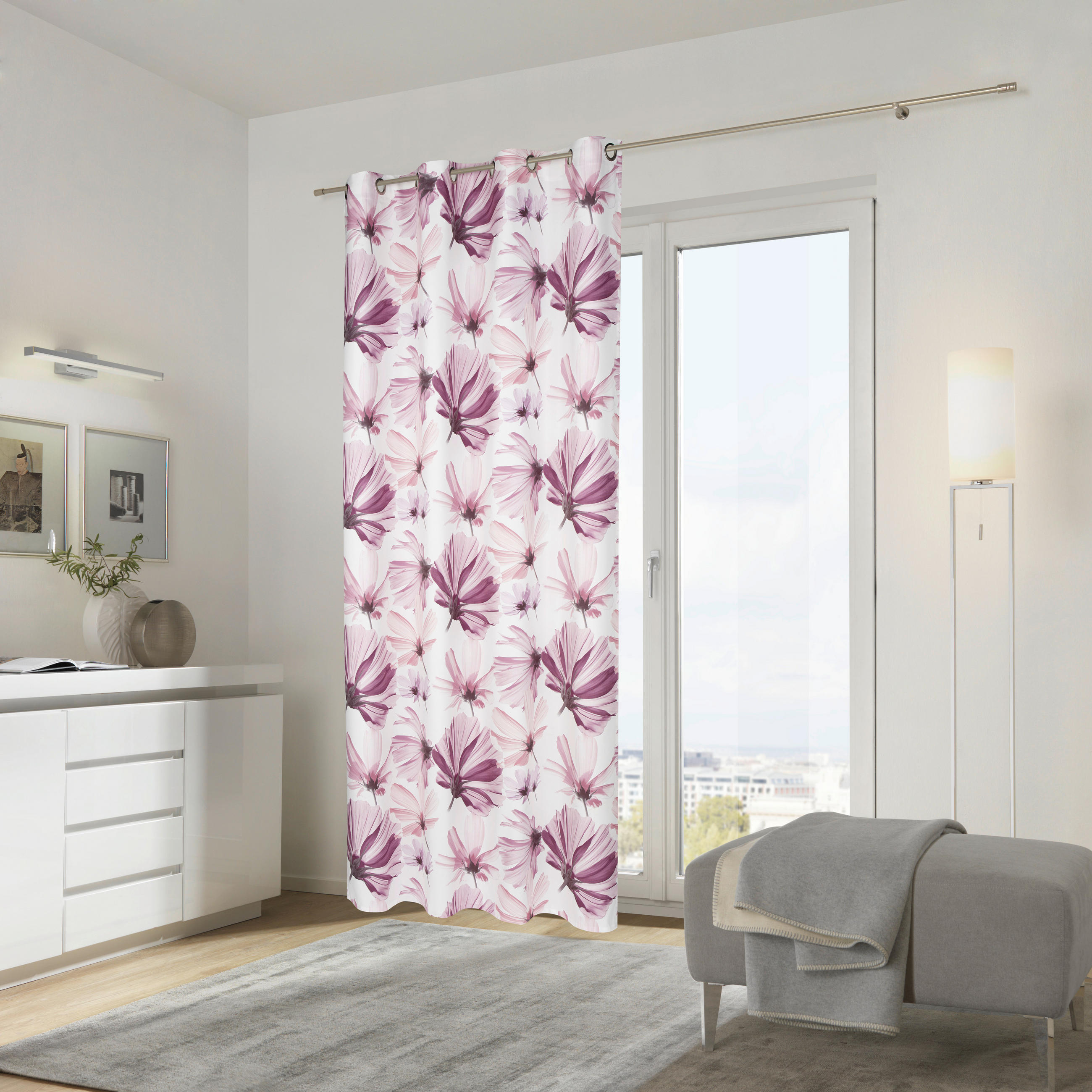 ZÁVĚS S OČKY, neprůsvitné, 140/255 cm - šeříková, Basics, textil (140/255cm) - Ambiente