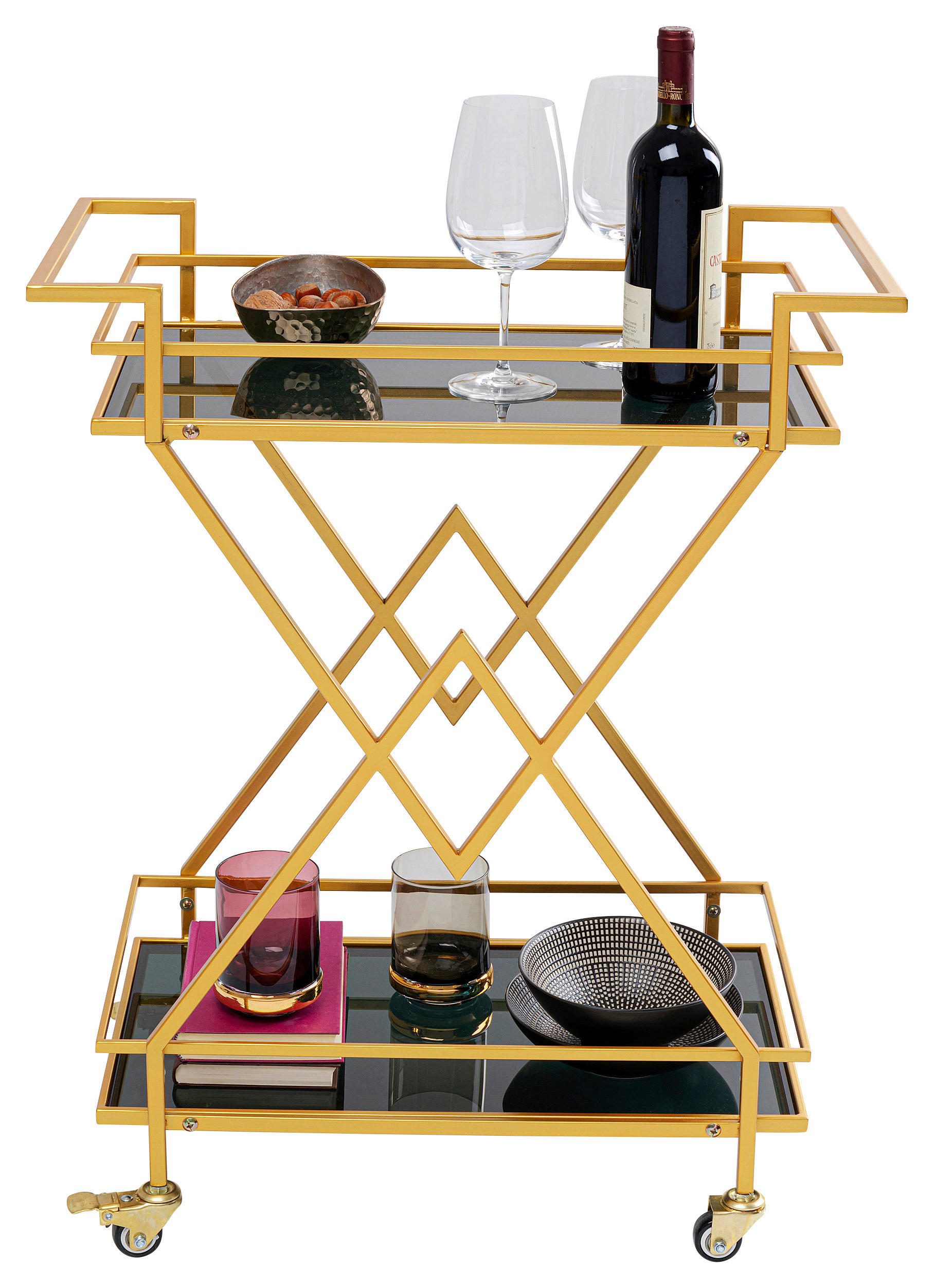 SERVIERWAGEN Messingfarben  - Messingfarben, Design, Glas/Kunststoff (65/35,5/79cm) - Kare-Design