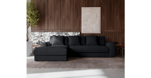 ECKSOFA in Cord Schwarz 182/302 cm - Schwarz, MODERN, Kunststoff/Textil (182/302cm) - Carryhome